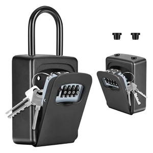 Portable Key Lock Box, Upgrade Clearly Visible Numbers, Lock Box Wall Mounted for House Key, 5 Key Capacity, Weatherproof Resettable Code (1 Pack, Black) Portable Key Lock Box, Upgrade Clearly Visible Numbers, Lock Box Wall Mounted for House Key, 5 Key Capacity, Weatherproof Resettable Code (1 Pack, Black)
