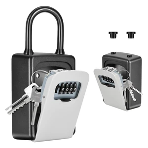 Portable Key Lock Box, Upgrade Clearly Visible Numbers, Lock Box Wall Mounted for House Key, 5 Key Capacity, Weatherproof Resettable Code (1 Pack, Gray) Portable Key Lock Box, Upgrade Clearly Visible Numbers, Lock Box Wall Mounted for House Key, 5 Key Capacity, Weatherproof Resettable Code (1 Pack, Gray)