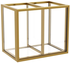 Gold Acrylic Pen Holder for Desk, Clear Pencil Cup Organizer Makeup Brush Holder, Acrylic Desk Organizers and Accessories for Desktop Office - 2 Compartments Gold Acrylic Pen Holder for Desk, Clear Pencil Cup Organizer Makeup Brush Holder, Acrylic Desk Organizers and Accessories for Desktop Office - 2 Compartments