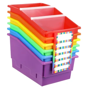 6 Pack Picture Book Bins with Dividers Plastic Book Holders with Labels Stackable Classroom Organization Bins Magazine File Binder Holder Storage Container for Classroom Library Home Office(Colorful) 6 Pack Picture Book Bins with Dividers Plastic Book Holders with Labels Stackable Classroom Organization Bins Magazine File Binder Holder Storage Container for Classroom Library Home Office(Colorful)