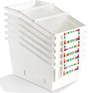 6 Pack Picture Book Bins with Dividers Plastic Book Holders with Labels Stackable Classroom Organization Bins Magazine File Binder Holder Storage Container for Classroom Library Home Office(White) 6 Pack Picture Book Bins with Dividers Plastic Book Holders with Labels Stackable Classroom Organization Bins Magazine File Binder Holder Storage Container for Classroom Library Home Office(White)