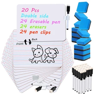 20 Pcs 9"x12" Double Sided Dry Erase Boards, Small Whiteboards with Lines for Students Classroom Teachers School Supplies Office with 24Pens 24 Erasers 24 Pen Clips 20 Pcs 9"x12" Double Sided Dry Erase Boards, Small Whiteboards with Lines for Students Classroom Teachers School Supplies Office with 24Pens 24 Erasers 24 Pen Clips