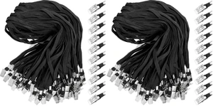 200 Pcs Lanyards for ID Badges, Flat Swivel Hook,Black (Pack of 2) 200 Pcs Lanyards for ID Badges, Flat Swivel Hook,Black (Pack of 2)