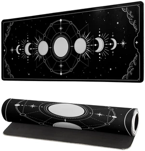 Sun Moon Gaming Mouse Pad Black Large Mouse Pad for Keyboard and Mousepad Desk Mat with 3mm Non-Slip Base and Stitched Edge for Gaming and Office Computer Mat Protector Mat 27.6x11.8 Inch Sun Moon Gaming Mouse Pad Black Large Mouse Pad for Keyboard and Mousepad Desk Mat with 3mm Non-Slip Base and Stitched Edge for Gaming and Office Computer Mat Protector Mat 27.6x11.8 Inch