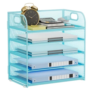 Paper Organizer Letter Tray with Handle Mesh 5-Tier Stackable Desk Organizer for Files/Paper/Office Supplies, Sturdy Carbon Steel Desk Organizer for Home Office & Classroom Paper Organizer Letter Tray with Handle Mesh 5-Tier Stackable Desk Organizer for Files/Paper/Office Supplies, Sturdy Carbon Steel Desk Organizer for Home Office & Classroom