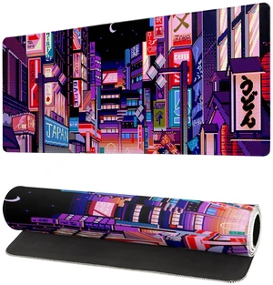 Dark Purple Japanese Gaming Mouse Pad Abstract Anime Mat 27.6x11.8 Inch Tokyo Pixel Street Texture Non-Slip Rubber Base Kawaii Mousepad Stitched Edges Keyboard Desk Pad for Office and Home Game Dark Purple Japanese Gaming Mouse Pad Abstract Anime Mat 27.6x11.8 Inch Tokyo Pixel Street Texture Non-Slip Rubber Base Kawaii Mousepad Stitched Edges Keyboard Desk Pad for Office and Home Game