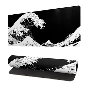 Japanese Sea Wave Large Mouse Pad, Abstract Black Gaming Mousepad, Extended Kanagawa Mat Desk Pad, 3mm Thick Long Non-Slip Rubber Base Mice Pad for Office and Home, 27.6x11.8 Inch Japanese Sea Wave Large Mouse Pad, Abstract Black Gaming Mousepad, Extended Kanagawa Mat Desk Pad, 3mm Thick Long Non-Slip Rubber Base Mice Pad for Office and Home, 27.6x11.8 Inch