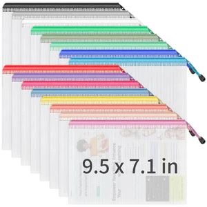 16 Pack A5 Mesh Zipper Organizer Bags, 16 Colors Storage Pouches 16 Colorful A5 Pouches Help Organize Crafts, Puzzles and Stationery by Color Code. Clear Mesh Design Makes Items Easy to Find 16 Pack A5 Mesh Zipper Organizer Bags, 16 Colors Storage Pouches 16 Colorful A5 Pouches Help Organize Crafts, Puzzles and Stationery by Color Code. Clear Mesh Design Makes Items Easy to Find