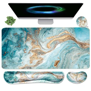 Keyboard Mouse Pad Set, Extended Mouse Pad+Keyboard Wrist Rest Support, Memory Foam Ergonomic Easy Typing, 3Pcs (35.4×15.7 in) Desk Pad Set for Home Office Study Game-Green Marble Keyboard Mouse Pad Set, Extended Mouse Pad+Keyboard Wrist Rest Support, Memory Foam Ergonomic Easy Typing, 3Pcs (35.4×15.7 in) Desk Pad Set for Home Office Study Game-Green Marble