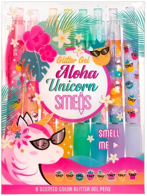 Glitter Gel Smens (Aloha Unicorn) - Patented Gourmet Scented Pens, Colored Glitter Gel Ink, Medium Point, 8 Count Glitter Gel Smens (Aloha Unicorn) - Patented Gourmet Scented Pens, Colored Glitter Gel Ink, Medium Point, 8 Count
