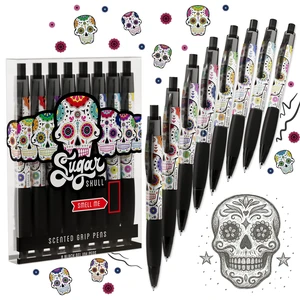 Sugar Skull Smens - Patented Gourmet Scented Pens, Black Ink, Medium Point - 8 Count Sugar Skull Smens - Patented Gourmet Scented Pens, Black Ink, Medium Point - 8 Count