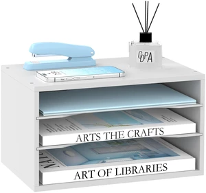3 Tier Wood Desk Organizer, Mail Sorter and Paper Organizer for Desk, White Wooden Desktop Organizer for Sorting Papers, Letters and Mails, Literature Organizer for Home Office, Classroom Organization 3 Tier Wood Desk Organizer, Mail Sorter and Paper Organizer for Desk, White Wooden Desktop Organizer for Sorting Papers, Letters and Mails, Literature Organizer for Home Office, Classroom Organization