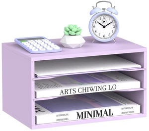 3 Tier Wood Desk Organizer, Paper Organizer for Desk, Purple Wooden Desktop Organizer for Sorting Papers, Letters and Mails, Literature Organizer for Home Office, Classroom Organization 3 Tier Wood Desk Organizer, Paper Organizer for Desk, Purple Wooden Desktop Organizer for Sorting Papers, Letters and Mails, Literature Organizer for Home Office, Classroom Organization