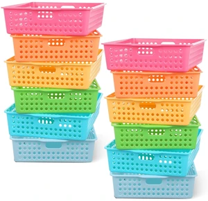 12 Pack TurnIn Paper Trays for Classroom, Candy Thick Plastic, Stackable Bin Baskets with Handles, For A4 Paper Storage, Teacher Classroom Use, Office & Home Organization 12 Pack TurnIn Paper Trays for Classroom, Candy Thick Plastic, Stackable Bin Baskets with Handles, For A4 Paper Storage, Teacher Classroom Use, Office & Home Organization