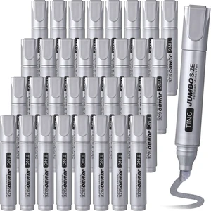 32 Pcs Permanent Markers Jumbo Chisel Tip Bulk, Silver Waterproof Quick Dry Markers, Large Barrel Bold Writing, Ideal Pallet Warehouse Boxes, Office Inventory Labeling 32 Pcs Permanent Markers Jumbo Chisel Tip Bulk, Silver Waterproof Quick Dry Markers, Large Barrel Bold Writing, Ideal Pallet Warehouse Boxes, Office Inventory Labeling