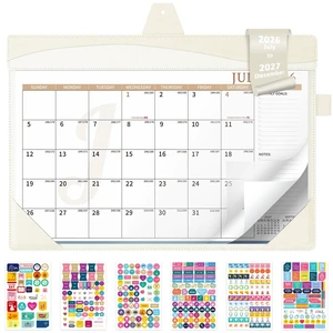 Leather Desk Calendar 2026-2027 Large 12"x17" Monthly Planner Pad with Protective Cover 18 Months Use July 2026 to December 2027 White Leather Desk Calendar 2026-2027 Large 12"x17" Monthly Planner Pad with Protective Cover 18 Months Use July 2026 to December 2027 White