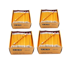Half Pencils with Eraser Tops, 576 PCS Golf Pencils, #2 HB, Hexagon, Pre-sharpened, Office School Classroom, 144/Box, Pack of 4 Half Pencils with Eraser Tops, 576 PCS Golf Pencils, #2 HB, Hexagon, Pre-sharpened, Office School Classroom, 144/Box, Pack of 4