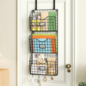 3-Tier Hanging Wall Files with Door Hooks and 6pcs S Shape Hooks Over the Door File Organizer & Mounts on Wall Metal Folder, with Tag Slot Great for Office Home and Work, Black 3-Tier Hanging Wall Files with Door Hooks and 6pcs S Shape Hooks Over the Door File Organizer & Mounts on Wall Metal Folder, with Tag Slot Great for Office Home and Work, Black