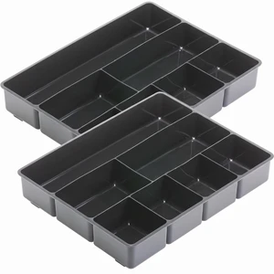 Extra Deep Desk Drawer Director Tray, Plastic, 11.875 x 15 x 2.5 Inches, Black (Pack of 2) Extra Deep Desk Drawer Director Tray, Plastic, 11.875 x 15 x 2.5 Inches, Black (Pack of 2)