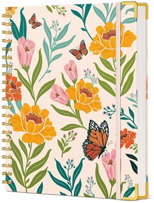 Cute Spiral Notebook Journal for Women, 200 Pages Lined Notebooks 8.5 x 11, A4 Large Hardcover Spiral Journals with 100 GSM Thick Paper, College Ruled Notebook for Writing Work School, Orange Floral Cute Spiral Notebook Journal for Women, 200 Pages Lined Notebooks 8.5 x 11, A4 Large Hardcover Spiral Journals with 100 GSM Thick Paper, College Ruled Notebook for Writing Work School, Orange Floral