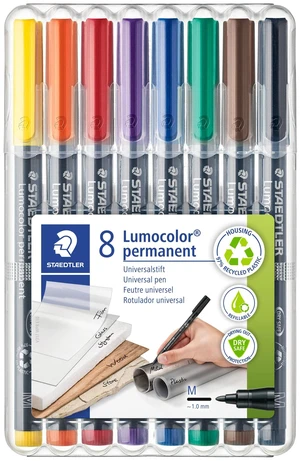 Lumocolor Permanent Pen 317 Medium 1.0mm Line - Assorted Colours (Pack of 8) (317 WP8 ST), pack of 8 Lumocolor Permanent Pen 317 Medium 1.0mm Line - Assorted Colours (Pack of 8) (317 WP8 ST), pack of 8