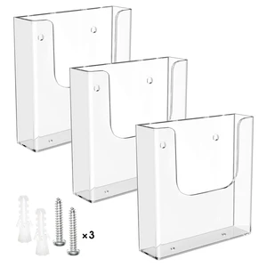 Acrylic Brochure Holder Wall Mount, 6 Inch Wide, 3 Pack Durable Clear Acrylic, Easy to Install with Screws, U-Shaped Design for Easy Access, Fits 6x9 Brochure or Literature Acrylic Brochure Holder Wall Mount, 6 Inch Wide, 3 Pack Durable Clear Acrylic, Easy to Install with Screws, U-Shaped Design for Easy Access, Fits 6x9 Brochure or Literature