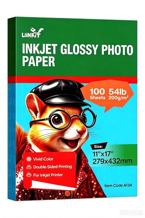 54lb Double-Sided Glossy Inkjet Photo Paper, 11x17, 100 Sheets 200gsm, 9.5mil fast-dry paper for posters, playbills, obituaries, bulletins, gallery displays, photos, and brochures 54lb Double-Sided Glossy Inkjet Photo Paper, 11x17, 100 Sheets 200gsm, 9.5mil fast-dry paper for posters, playbills, obituaries, bulletins, gallery displays, photos, and brochures