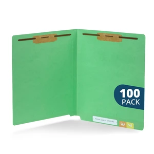 100 Green End Tab Fastener File Folders, Letter Size Durable 11pt Green Paper, Straight Cut End Tabs, 2 Prong Fasteners, Medical Files, Receipts, Office Reports 100 Green End Tab Fastener File Folders, Letter Size Durable 11pt Green Paper, Straight Cut End Tabs, 2 Prong Fasteners, Medical Files, Receipts, Office Reports