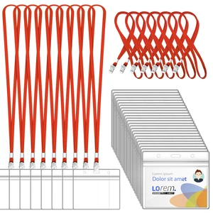 100Pcs Lanyard for ID Badge and 100Pcs Horizontal Name Badge ID Card Holder Flat Neck Lanyards with Clip Clear Plastic Waterproof Name Tag Badge ID Card Holders, Red 100Pcs Lanyard for ID Badge and 100Pcs Horizontal Name Badge ID Card Holder Flat Neck Lanyards with Clip Clear Plastic Waterproof Name Tag Badge ID Card Holders, Red