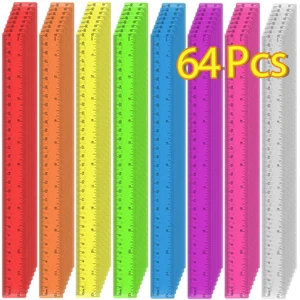 64 Pack Plastic Ruler 12 Inch in Bulk, Plastic Rulers in Assorted Colors, Clear Ruler with Inches and Centimeters, Transparent Rulers Bulk for Kids Back to School, Classroom, Office, Home Supplies 64 Pack Plastic Ruler 12 Inch in Bulk, Plastic Rulers in Assorted Colors, Clear Ruler with Inches and Centimeters, Transparent Rulers Bulk for Kids Back to School, Classroom, Office, Home Supplies