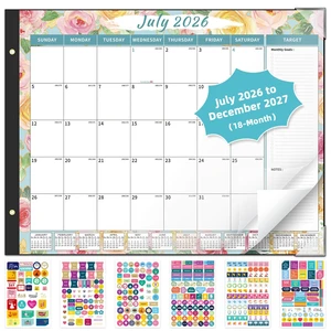Calendar 2026-2027 Large Desk Calendar 2026 Monthly Desktop Calendar 22'' x 17'', 18 Month Family Office Calendar with Plastic Cover, Use July 2026 - Dec 2027, Watercolor Floral Calendar 2026-2027 Large Desk Calendar 2026 Monthly Desktop Calendar 22'' x 17'', 18 Month Family Office Calendar with Plastic Cover, Use July 2026 - Dec 2027, Watercolor Floral