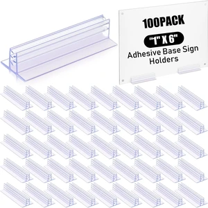 100 Pcs Sign Holder, Adhesive Base Sign Holders Multiple Uses for Counters, Warehouses, Base Holders with Strong Adhesive (1*6in) 100 Pcs Sign Holder, Adhesive Base Sign Holders Multiple Uses for Counters, Warehouses, Base Holders with Strong Adhesive (1*6in)
