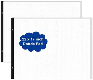 (2-Pack) Large Dotted Paper Notepad - 22" x 17" Grid Dot Paper, 100 Sheets/200 Pages, 100 Gsm White Paper Desk Pad for Office/School/Home (2-Pack) Large Dotted Paper Notepad - 22" x 17" Grid Dot Paper, 100 Sheets/200 Pages, 100 Gsm White Paper Desk Pad for Office/School/Home