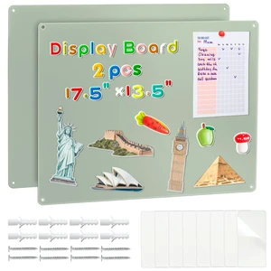 2 Pack Sage Green Magnetic Bulletin Board, 17.5"x13.5" Magnet Boards for Wall, Cabinet to Display Photos, Notes 2 Pack Sage Green Magnetic Bulletin Board, 17.5"x13.5" Magnet Boards for Wall, Cabinet to Display Photos, Notes