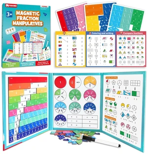 Magnetic Fraction Educational Puzzle, Fraction Manipulatives Book Montessori Fraction Tiles & Circles Set, Fraction Learning Demonstration Board for Kids, Homeschool & Classroom Manipulatives Magnetic Fraction Educational Puzzle, Fraction Manipulatives Book Montessori Fraction Tiles & Circles Set, Fraction Learning Demonstration Board for Kids, Homeschool & Classroom Manipulatives