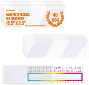 40 PCS Nameplate Pocket - 12.5"x4.5" No Residue Self-Adhesive Waterproof Easy Use&Remove Scratch Proof Clear Thicken PVC Name Tag Sleeves Nameplates Holder for Classroom Desks, Office Supplies 40 PCS Nameplate Pocket - 12.5"x4.5" No Residue Self-Adhesive Waterproof Easy Use&Remove Scratch Proof Clear Thicken PVC Name Tag Sleeves Nameplates Holder for Classroom Desks, Office Supplies
