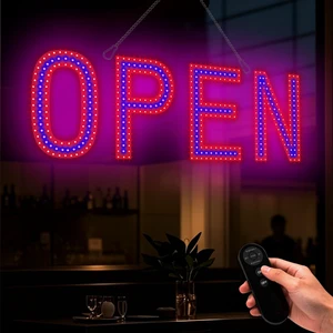 LED Open Signs for Business, 30"x10" Large Ultra Bright Open Sign with Remote Control, Dimmable Business Open Sign for Store Shop Storefront Window Door Wall- Red&Blue LED Open Signs for Business, 30"x10" Large Ultra Bright Open Sign with Remote Control, Dimmable Business Open Sign for Store Shop Storefront Window Door Wall- Red&Blue