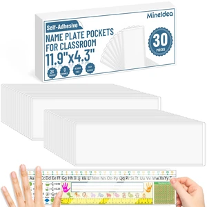 30 PCS Nameplate Pockets, 11.9" x 4.3" Self Adhesive Desk Name Tag Sleeves, Thicken PVC, Wrinkles Free and Easy Remove Name Tag Holder for Classroom Student Desk Bins 30 PCS Nameplate Pockets, 11.9" x 4.3" Self Adhesive Desk Name Tag Sleeves, Thicken PVC, Wrinkles Free and Easy Remove Name Tag Holder for Classroom Student Desk Bins
