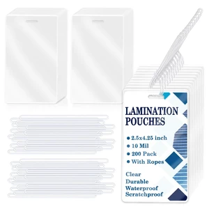 200 Pieces 10 Mil 2 1/2" x 4 1/4" Luggage Tag Laminating Pouches with Slot Hole Loops Thermal Lanyard Thermal Laminate Pouch Tags Kit Resealable for Work Permits Pass Cards Student ID Cards 200 Pieces 10 Mil 2 1/2" x 4 1/4" Luggage Tag Laminating Pouches with Slot Hole Loops Thermal Lanyard Thermal Laminate Pouch Tags Kit Resealable for Work Permits Pass Cards Student ID Cards