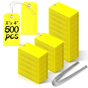 500 Pieces Plastic Shipping Tags With Wire - Waterproof Heavy Duty Labeling Tags With String Wires for Equipment Car Parts (Yellow, 2x4) 500 Pieces Plastic Shipping Tags With Wire - Waterproof Heavy Duty Labeling Tags With String Wires for Equipment Car Parts (Yellow, 2x4)