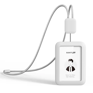 Lanyards for ID Badges Holder, Soft Silicone, Retractable Cord Clean Quiet Profile with 2 Card Slots, Safety Breakaway Buckle for Office Staff Teachers Employees Cruising, Vertical Gray Lanyards for ID Badges Holder, Soft Silicone, Retractable Cord Clean Quiet Profile with 2 Card Slots, Safety Breakaway Buckle for Office Staff Teachers Employees Cruising, Vertical Gray