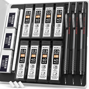 0.9 Metal Mechanical Pencil Set with Case, 3PCS Black MP1000 0.9mm Drafting Pencil, 8 Tubes HB Lead Refills, 3PCS Erasers, Erasers Refills for Artist Writing, Drawing, Sketching 0.9 Metal Mechanical Pencil Set with Case, 3PCS Black MP1000 0.9mm Drafting Pencil, 8 Tubes HB Lead Refills, 3PCS Erasers, Erasers Refills for Artist Writing, Drawing, Sketching