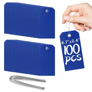 100 Pieces Plastic Shipping Tags with Wires Blank Labeling Tags Waterproof Hang Tags with Reinforcement Hole Durable Wire Tags Labels Stacking Tags for Equipment Parts (Dark Blue, 4 3/4" x 2 3/8") 100 Pieces Plastic Shipping Tags with Wires Blank Labeling Tags Waterproof Hang Tags with Reinforcement Hole Durable Wire Tags Labels Stacking Tags for Equipment Parts (Dark Blue, 4 3/4" x 2 3/8")