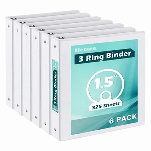 3 Ring Binder 1.5 Inch 6 Pack, 1-1/2" Clear View with Round Rings, PVC-Free,Holds for 325 Sheets 8.5X 11 US Letter Size Paper, Durable White Binders Perfect for Office,School and Home 3 Ring Binder 1.5 Inch 6 Pack, 1-1/2" Clear View with Round Rings, PVC-Free,Holds for 325 Sheets 8.5X 11 US Letter Size Paper, Durable White Binders Perfect for Office,School and Home