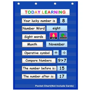 10-Pocket Standard Pocket Chart for Classroom & Homeschool,Blue Heavy Duty Hanging Design, Fits 3" Sentence Strips & Word Wall Cards, Ideal for Small Groups, Teacher Supplies, 43"H×28"W 10-Pocket Standard Pocket Chart for Classroom & Homeschool,Blue Heavy Duty Hanging Design, Fits 3" Sentence Strips & Word Wall Cards, Ideal for Small Groups, Teacher Supplies, 43"H×28"W