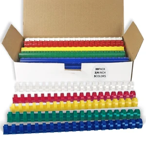 Plastic Binding Combs, 3/4 Inch, 19 Ring, Multi Color, 30 Pack Plastic Binding Combs, 3/4 Inch Diameter, 150 Sheet Capacity, for Letter Size, Multi Color (White, Yellow, Red, Green, Blue) Plastic Binding Combs, 3/4 Inch, 19 Ring, Multi Color, 30 Pack Plastic Binding Combs, 3/4 Inch Diameter, 150 Sheet Capacity, for Letter Size, Multi Color (White, Yellow, Red, Green, Blue)