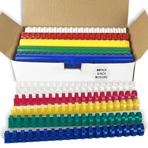 Plastic Binding Combs, 1 Inch, 19 Ring, Multi Color, 20 Pack Plastic Binding Combs, 1 Inch Diameter, 225 Sheet Capacity, for Letter Size, Multi Color (White, Yellow, Red, Green, Blue) Plastic Binding Combs, 1 Inch, 19 Ring, Multi Color, 20 Pack Plastic Binding Combs, 1 Inch Diameter, 225 Sheet Capacity, for Letter Size, Multi Color (White, Yellow, Red, Green, Blue)
