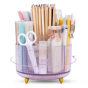 Rotating Pencil Pen Holder, Pen Organizer with 5 Slots - Aesthetic Desk Organizer and Accessories for School, Home, Office Supplies Rotating Pencil Pen Holder, Pen Organizer with 5 Slots - Aesthetic Desk Organizer and Accessories for School, Home, Office Supplies