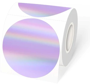 3" Holographic Direct Thermal Label Stickers, Round Printable Rainbow Glitter Thermal Printer Sticker Labels for Gift Wrapping, Self-Adhesive DIY Custom Logo Design- Holographic Purple 3" Holographic Direct Thermal Label Stickers, Round Printable Rainbow Glitter Thermal Printer Sticker Labels for Gift Wrapping, Self-Adhesive DIY Custom Logo Design- Holographic Purple