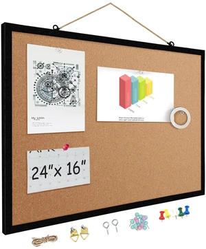 16x24 Black Frame Cork Board for Walls - Double Sided Small Cork Bulletin Board for Office & Home, Decorative Hanging Pin Notice Board with Solid Wood Frame, 1 Pack 16x24 Black Frame Cork Board for Walls - Double Sided Small Cork Bulletin Board for Office & Home, Decorative Hanging Pin Notice Board with Solid Wood Frame, 1 Pack